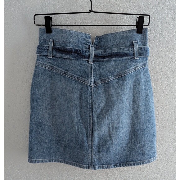 Reformation Sandia Mini Skirt Women's Size 24 Inari Blue Denim Belted Skirt - Picture 5 of 7
